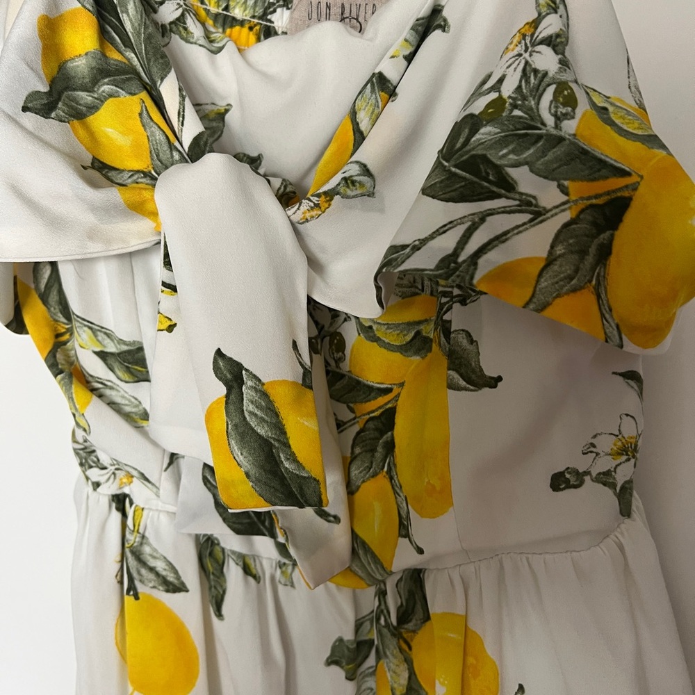Moon River Asymmetrical A-line Yellow Green Sundress - Picture 5 of 6